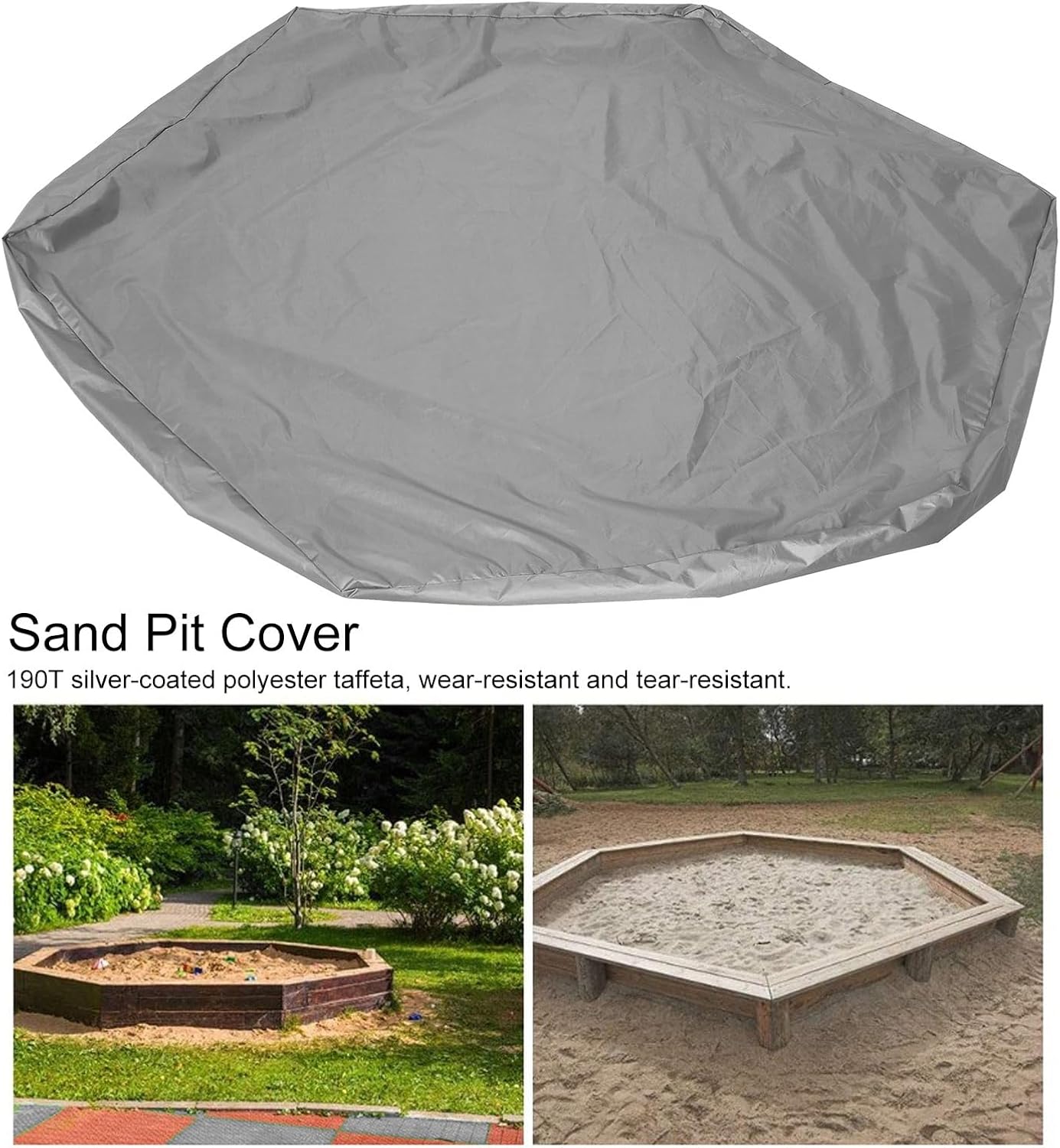Blaihild 140x120 Cm Sandbox Cover, Pool Cover with Drawstring, for Garden Sandpit and Sand Toys (Grey)