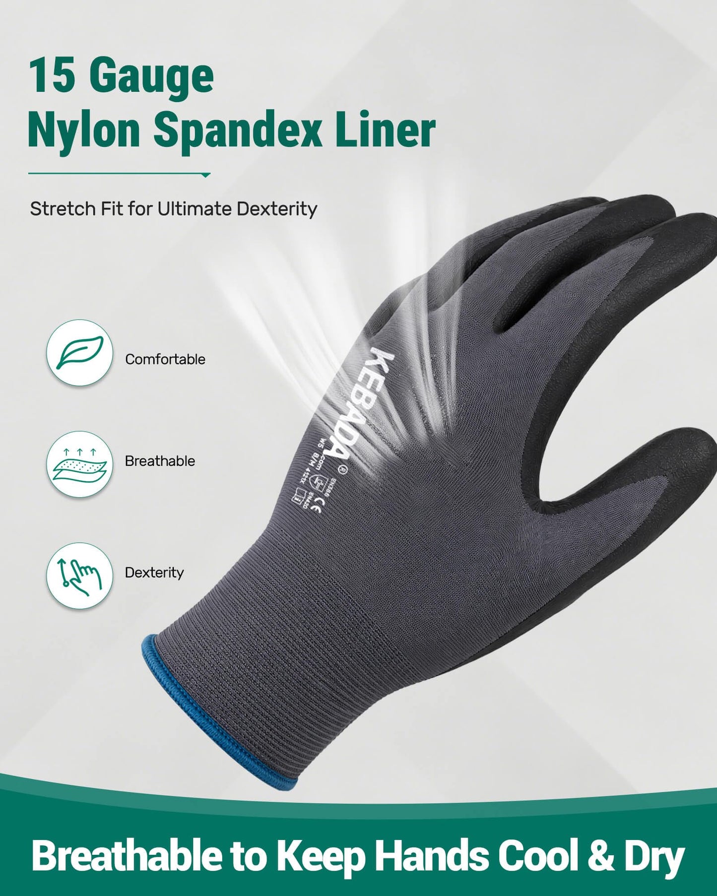 Kebada W5-60 Pairs Bulk Safety Work Gloves Foam Nitrile Coated, Seamless Knit Nylon Glove with Grip, Ideal for Mechanic, Warehouse, Construction & Gardening, XX-Large