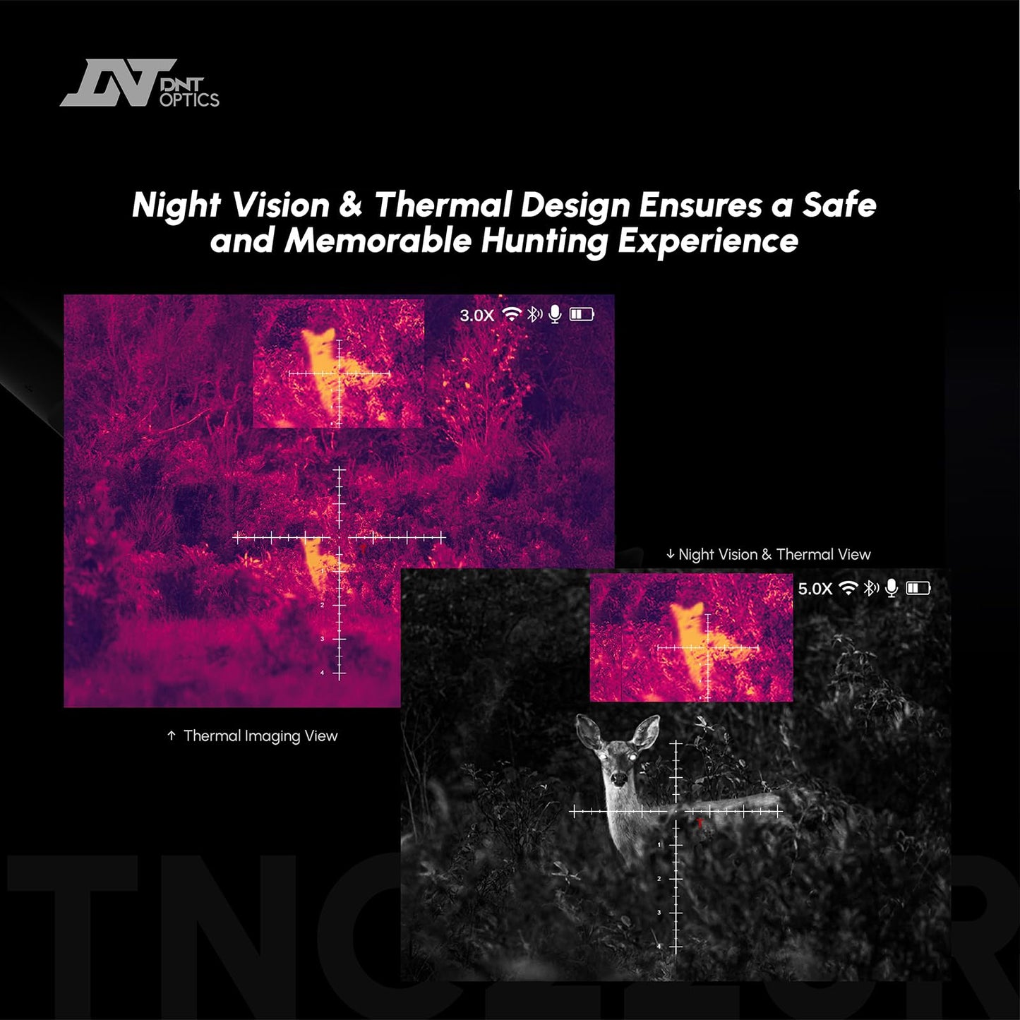 DNT Optics TNC225R ThermNight Thermal & Night Vision Multispectral Scope with Laser Rangefinder and Ballistic Calculator