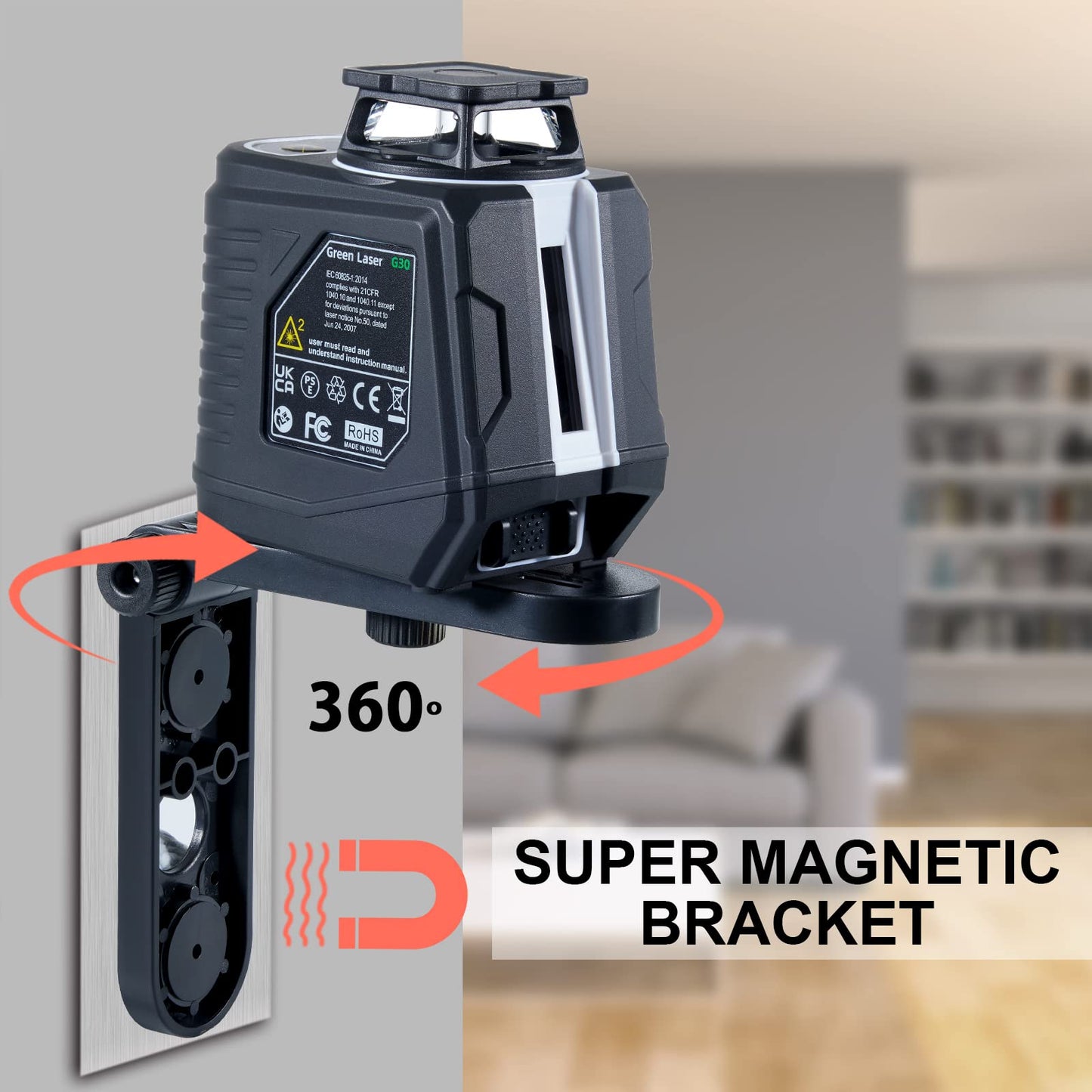 Laser Level with Tripod, Firecore 360° Self Leveling Laser Level with Pulse Mode, 3 Brightness Levels, Green Line Lazer Leveler Tool for Picture Hanging Wall Tile Floor DIY Construction Project