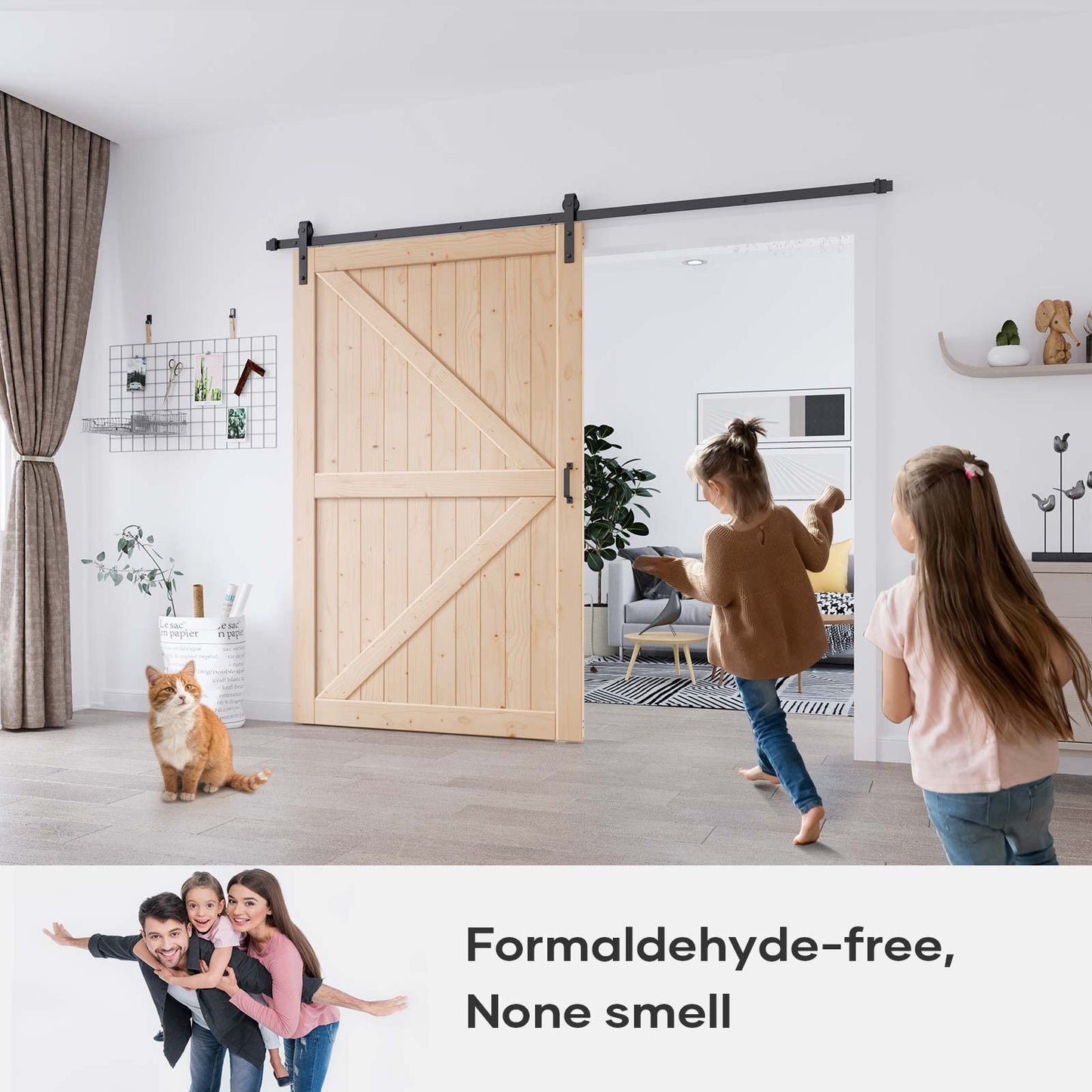 EaseLife 54in x 84in Sliding Barn Door with 9FT Barn Door Hardware Kit & Handle Included,DIY Assemblely,Easy Install,Apply to Interior Rooms & Storage Closet,K-Frame