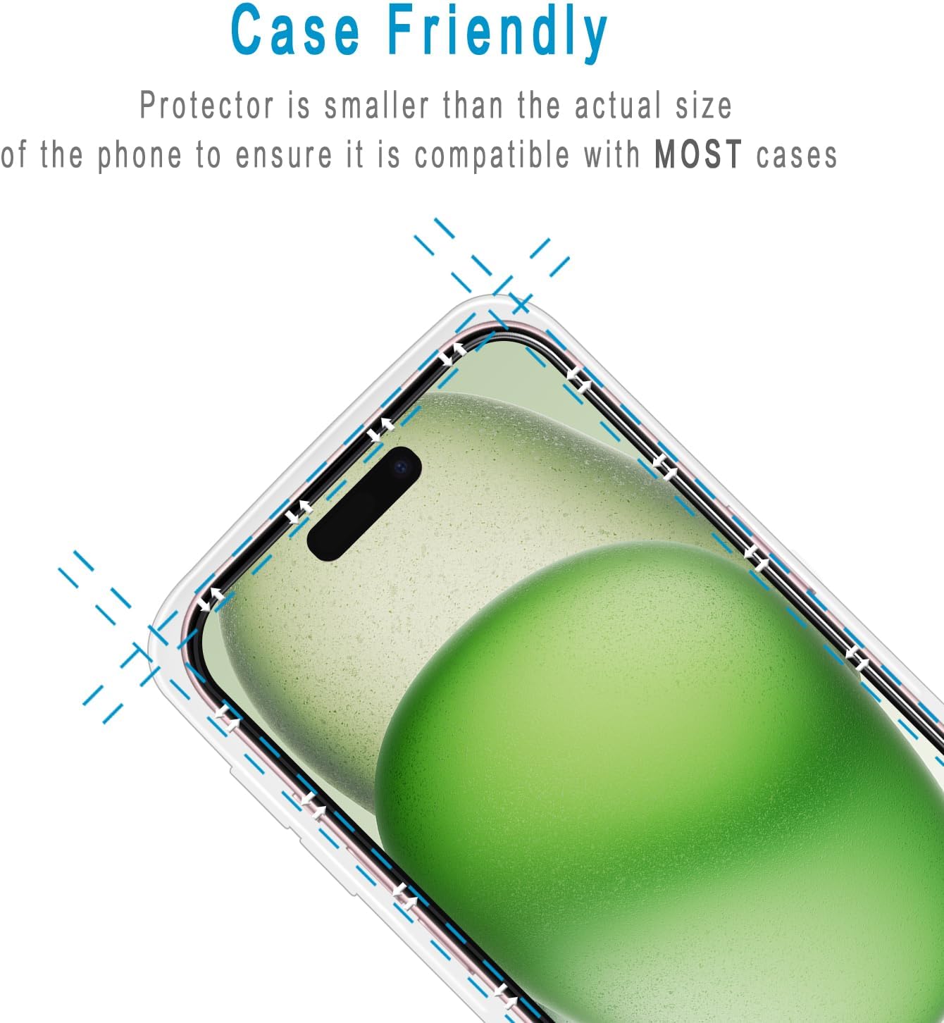 (2 Pack) 15 6.7 inch 9H Tempered Glass for iPhone Plus Screen Protector, Easy to Install, Bubble Free, Hardness