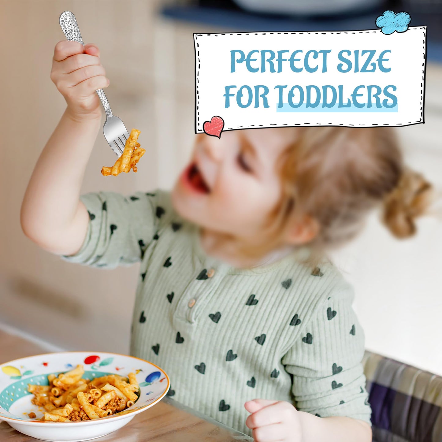 E-far 12-Piece Kids Silverware, Stainless Steel Toddler Preschooler Utensils with Adult Look, Hammered Flatware Includes 4 Forks 4 Spoons 4 Knives, Safe for Self Feeding, Non-Toxic & Dishwasher Safe