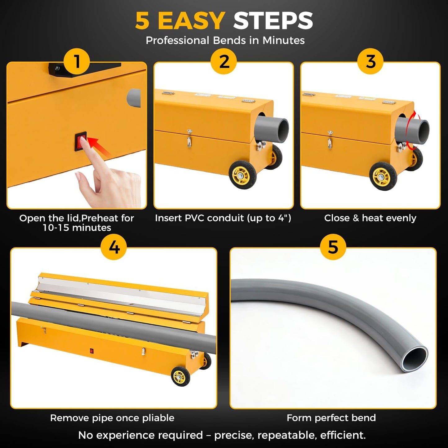 OTRUZPV 1/2" to 4" Electric PVC Conduit Heater with Temperature Detector, 2300W Portable PVC Pipe Heater