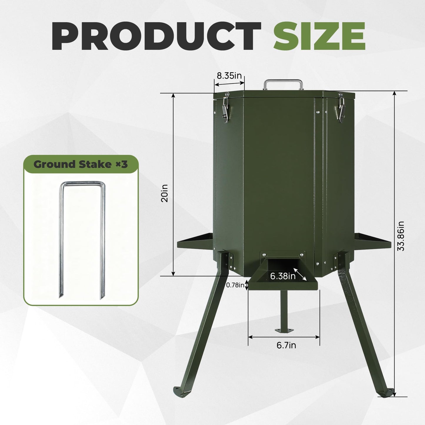 AELIVET Automatic Deer Feeder 50–75 LB,Gravity Deer Feeder with Lid & Lock,with Feeding Tray and 3-Leg Stand, Weatherproof Outdoor for Hunting,Farm,Wildlife Feeding