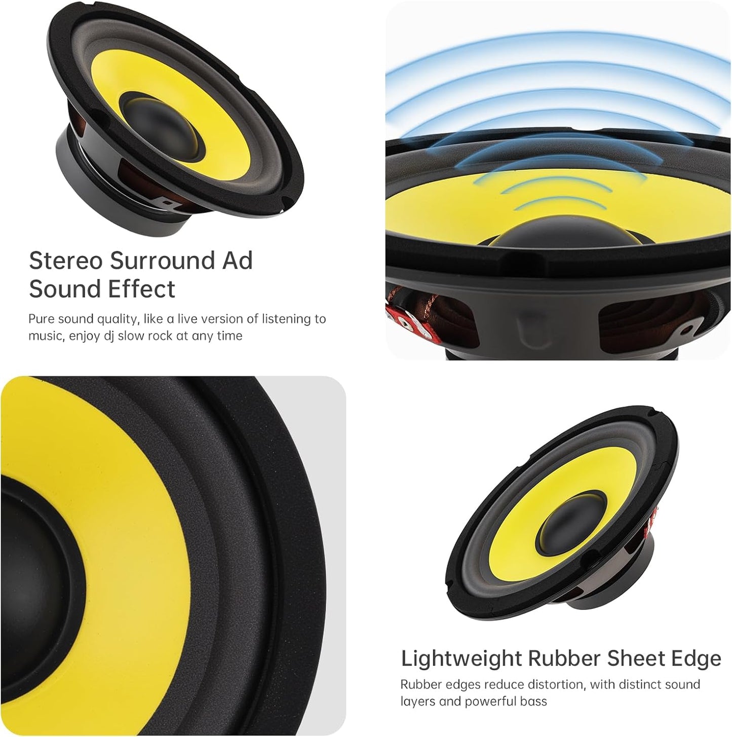 DriSentri 6 Inch Bass Loudspeaker Woofer Speaker, Car Speakers Wide Frequency Response Car Audio Stereo Speaker for Car