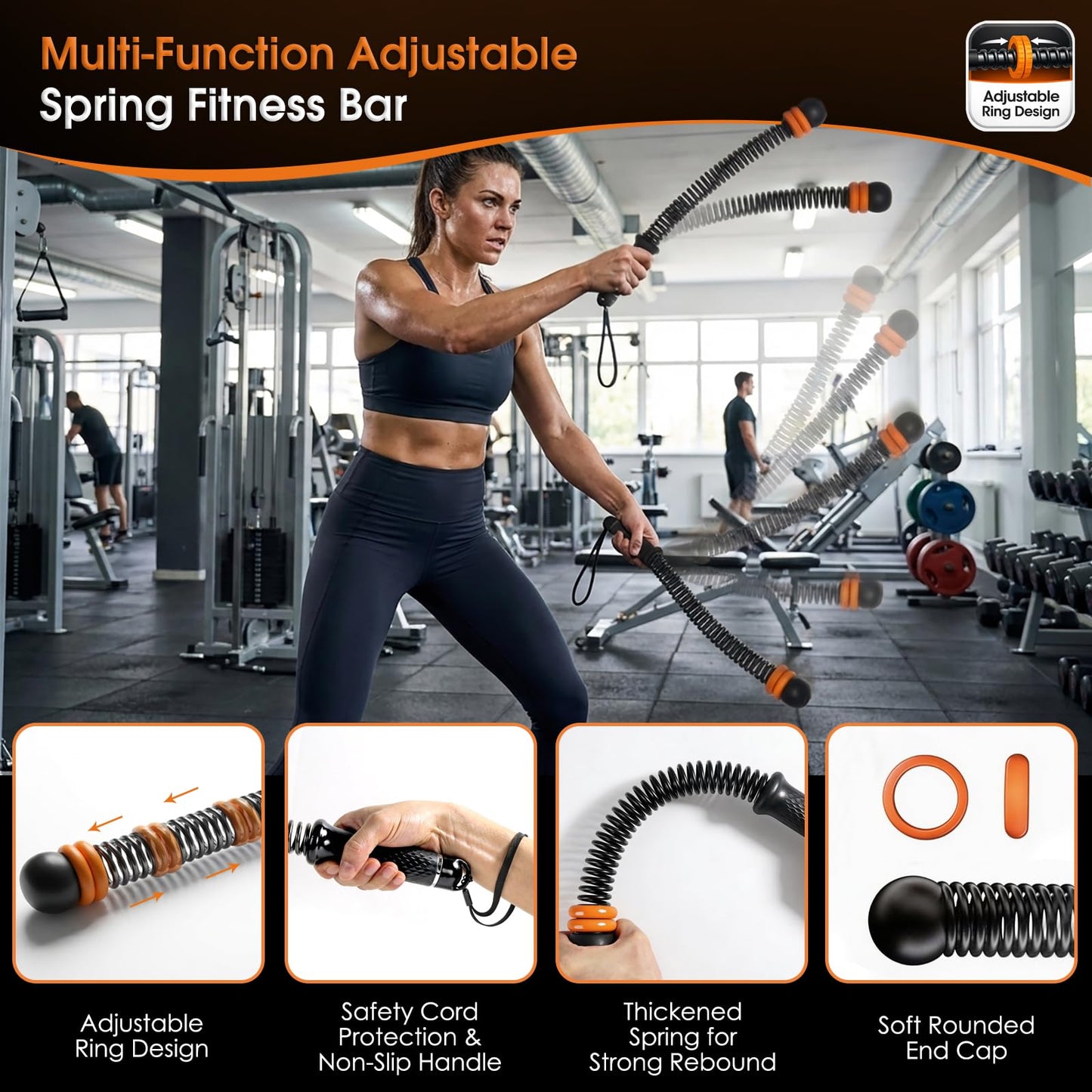 BRVENIU Ropeless Battle Rope - Portable Weighted Battle Ropes with Adjustable Weights No Anchor Design for Home Gym HIIT, Strength, Core, Full Body Workout Heavy Duty for Men & Women (Black)
