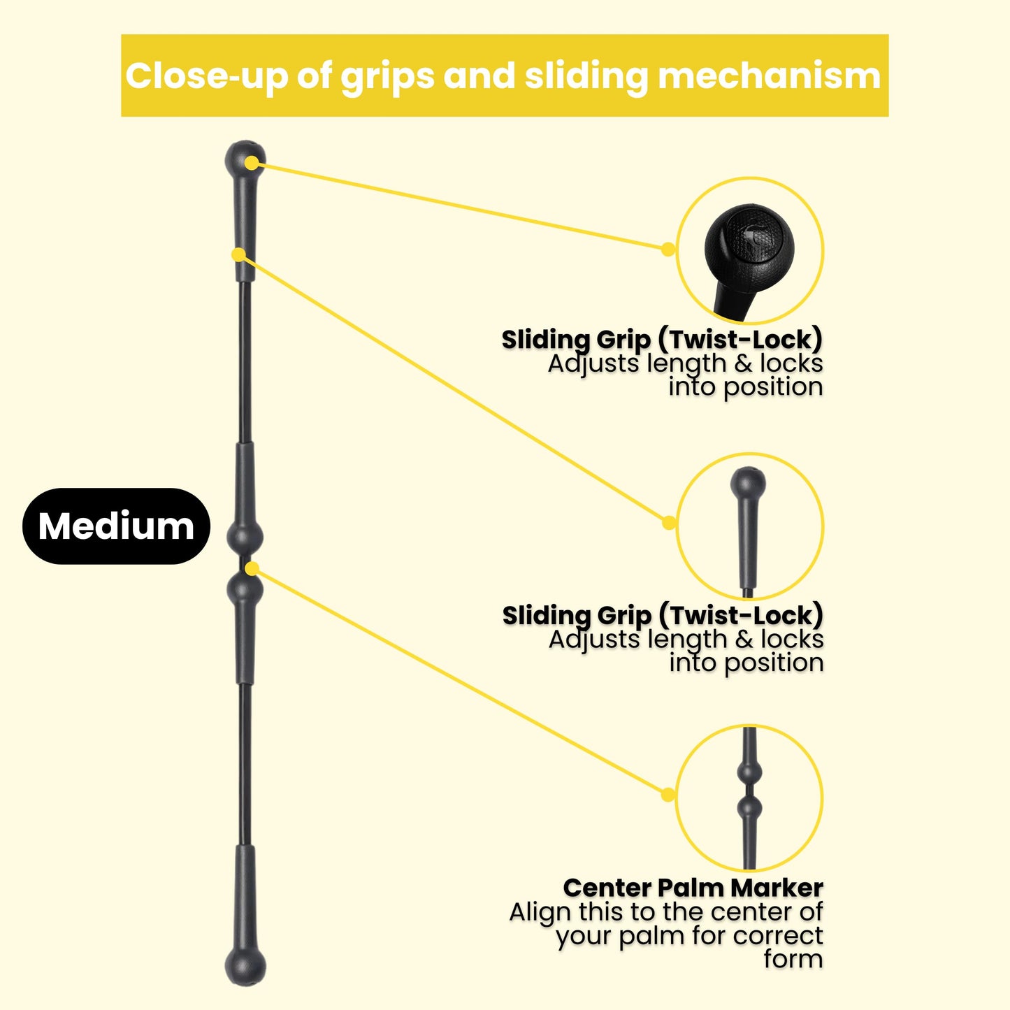 BENDYFIT BendyBar Flexible Weighted Resistance Bar to Improve Joint Mobility, Core Strength & Balance, Adjustable Height 57-63" Medium Resistance (Up to 50 lbs)