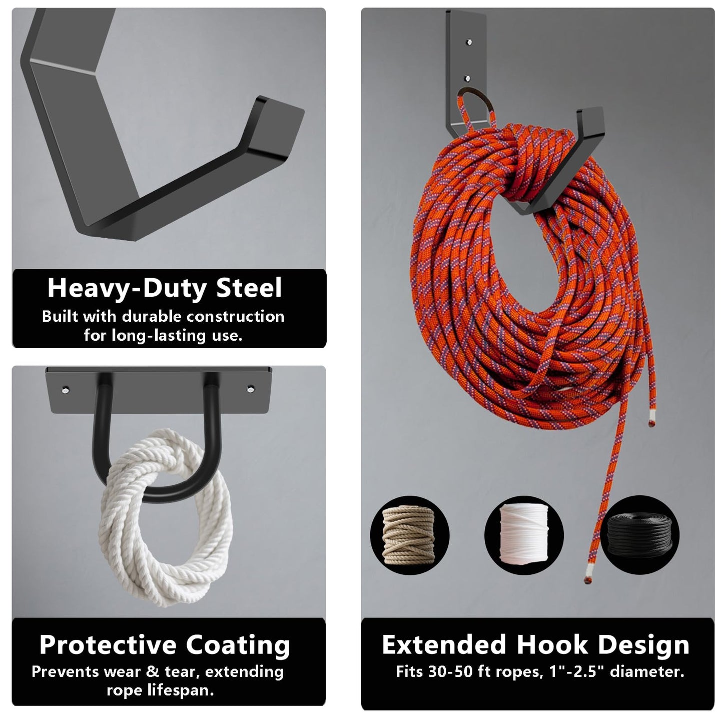 Lealan Heavy Duty Battle Rope Wall Anchor Kit with 1 Storage Hook, Wall Mount for Home Gym Training