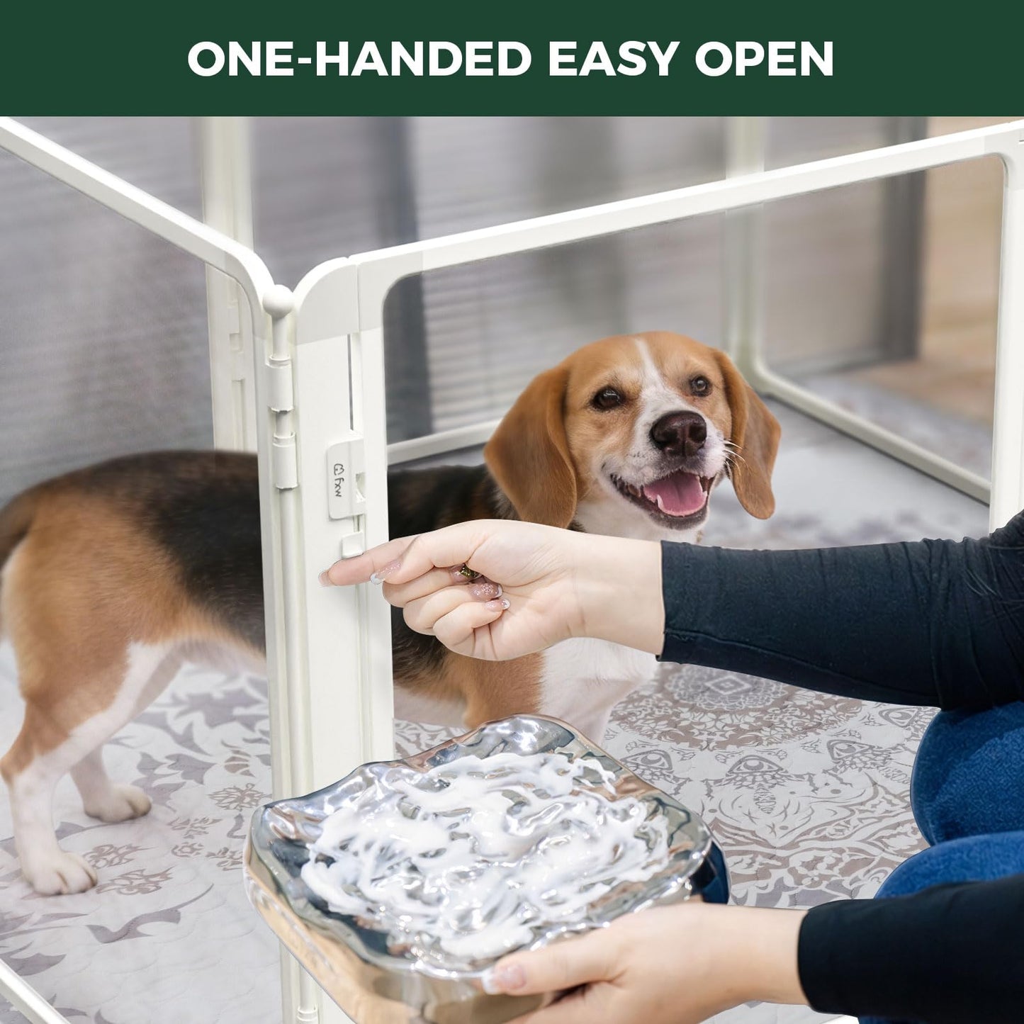 FXW AuraSpace Pro Acrylic Indoor Dog Playpen, Heavy-Duty with Metal Frame, 32" Height 6 Panels for Small and Medium Dogs, White│Patented