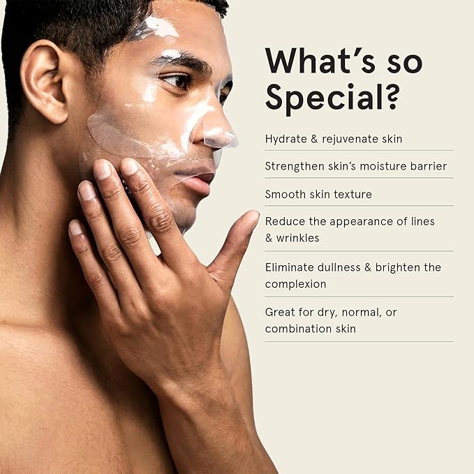 BRO MASK Korean Face Mask for Men: Premium Mens Face Mask Skin Care & Facial Anti Aging Sheet Masks with Hydrogel, Vitamin C & E, Hydrating Hyaluronic Acid & Hydrolyzed Collagen (4 Pack)