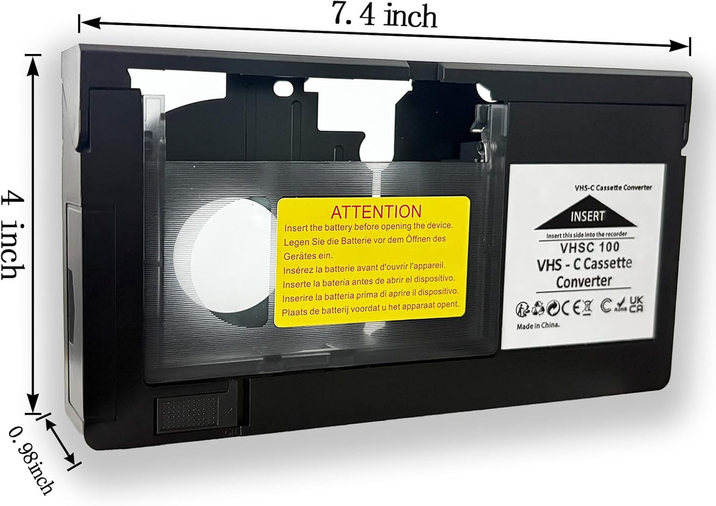 BECBOLDF Cassette VCA115 Hi8, 8mm, VHS-C to VHS Motorized Adapter - Tape Converter for Playback on Standard Players.