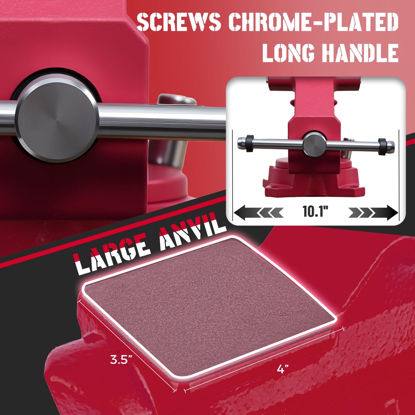 AROEDVISE 8" Bench Vise, 7.5" Jaw Opening, 210° Swivel Base, Large Capacity Cast Iron Vise with Anvil & Multi-Jaw Design for Workshop, Home, DIY & Repair (RD80)