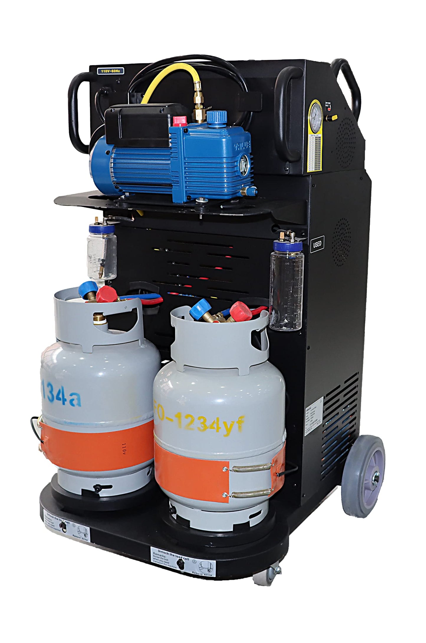 Tektino RCC-6S-Dual Fully Automatic Refrigerant Recovery Machine for R134a and R1234yf, Dual Cylinder AC Recovery Machine for Automotive HVAC Recovery and Recharge Refrigerant
