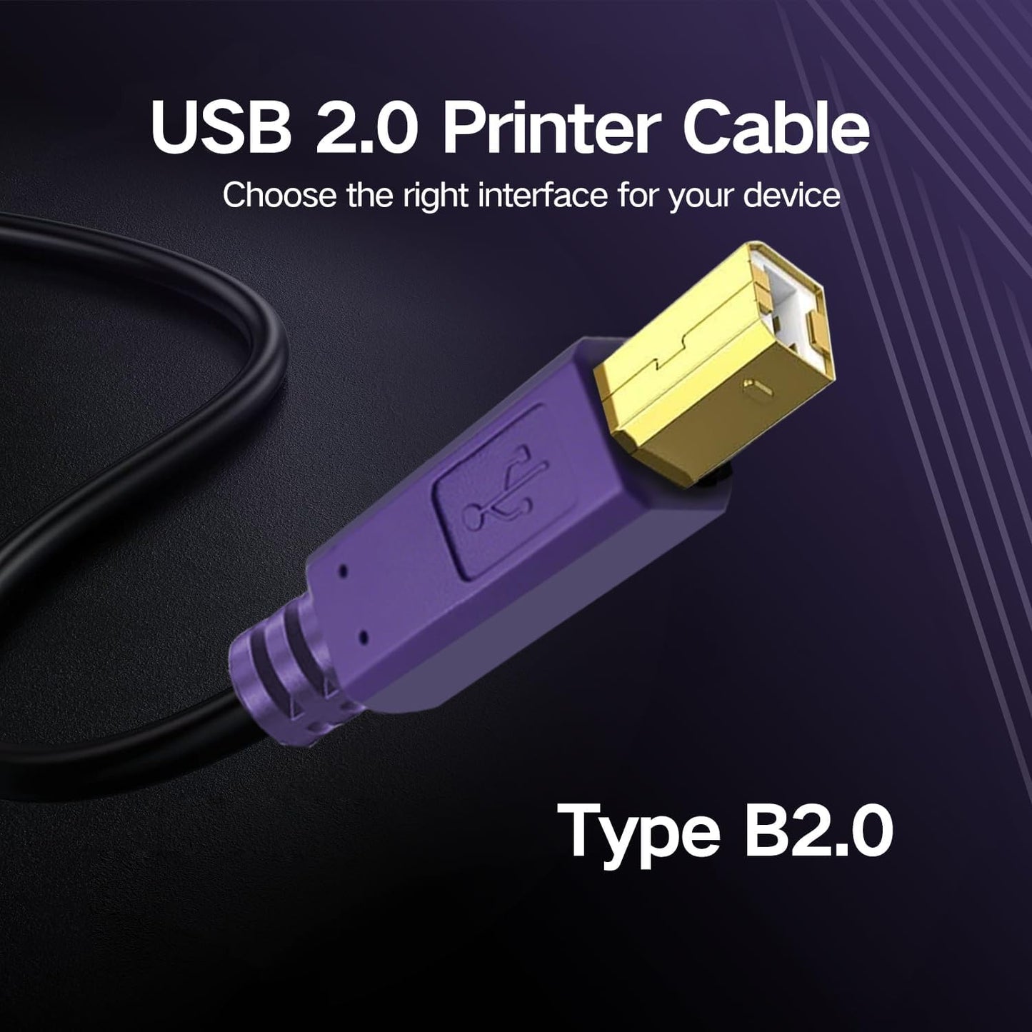 2.0 (30 Printer Cable, USB Cable A-Male to B-Male for Printer/Scanner ft)