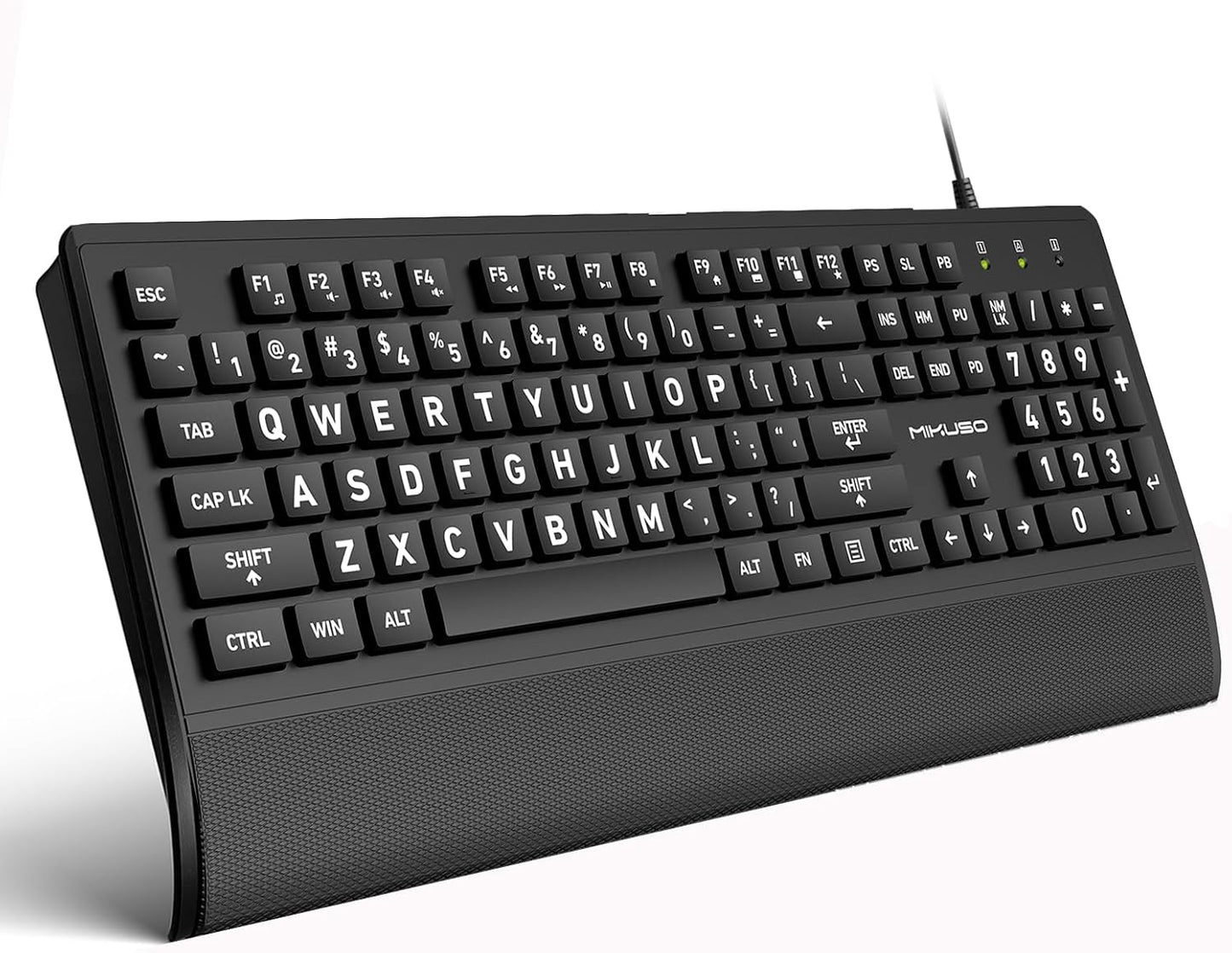 MIKUSO Cover,104 Large Print Keyboard for Seniors,Big Key Low Vision Keyboard with Wrist Rest & Included Dust Key