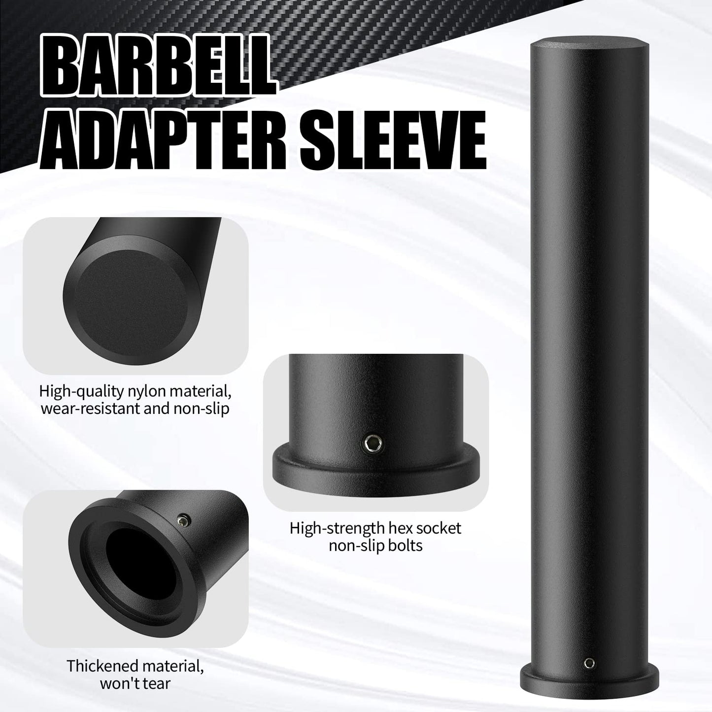 GreenBean 2PCS Olympic Adapter Sleeve 11.8" with Olympic Barbell Clamps 2", Converts 1" Standard Weight Plate Posts to 2" Olympic Weight Plate Posts, Removable end Cap