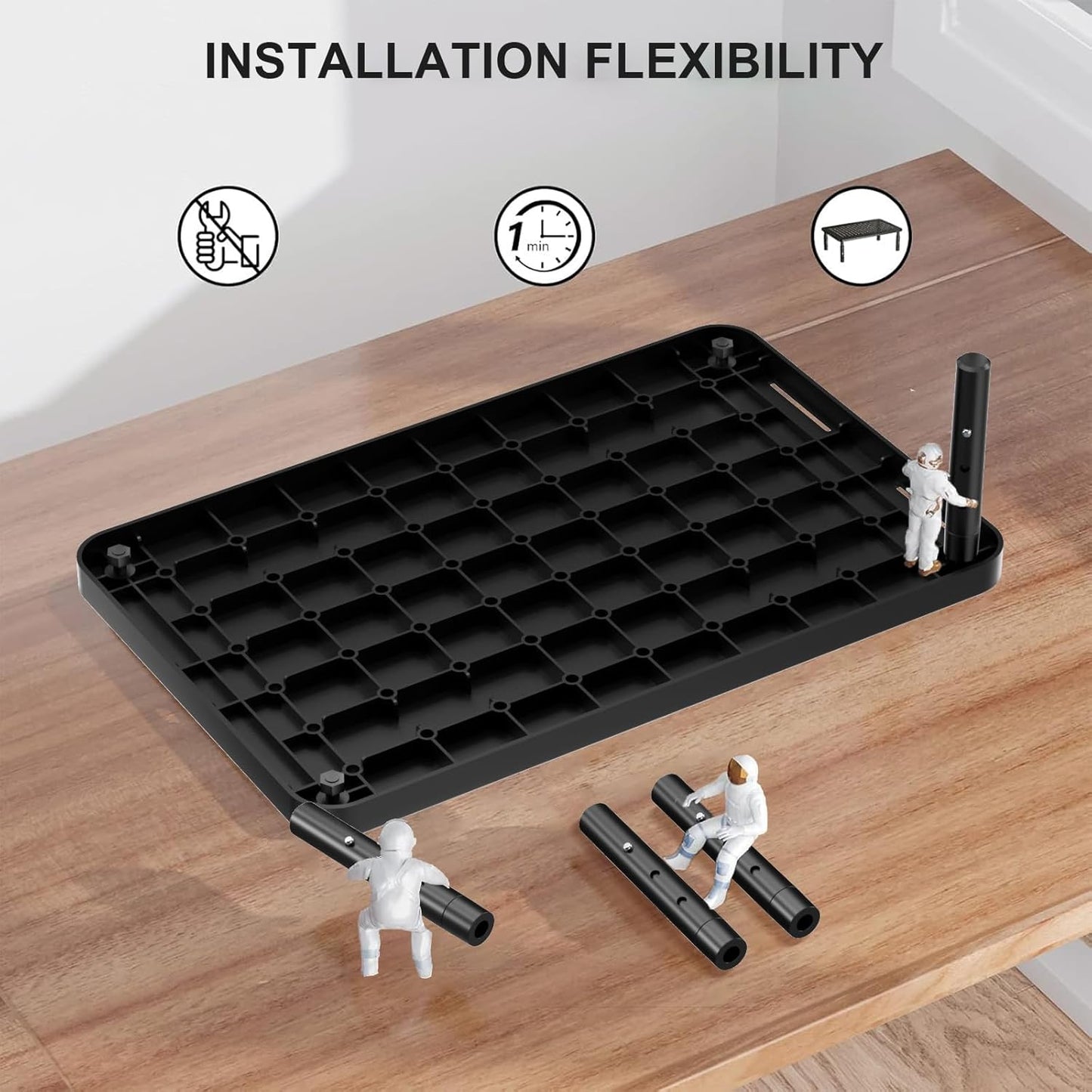 (PTT001-B), 1 Pack, WALI Computer Monitor Stand for Desk, Adjustable Laptop Riser, Desk Monitor Stand Underneath