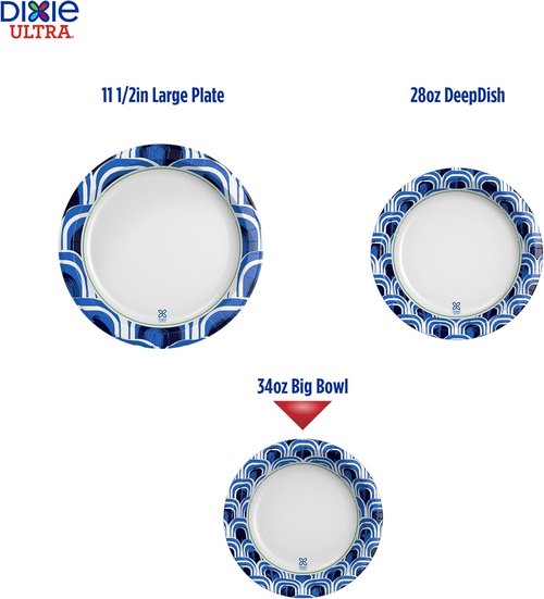 Dixie Ultra Extra Large Paper Bowls - 34 oz, Compostable & Microwave Safe | Perfect for Heavy Meals & Soups