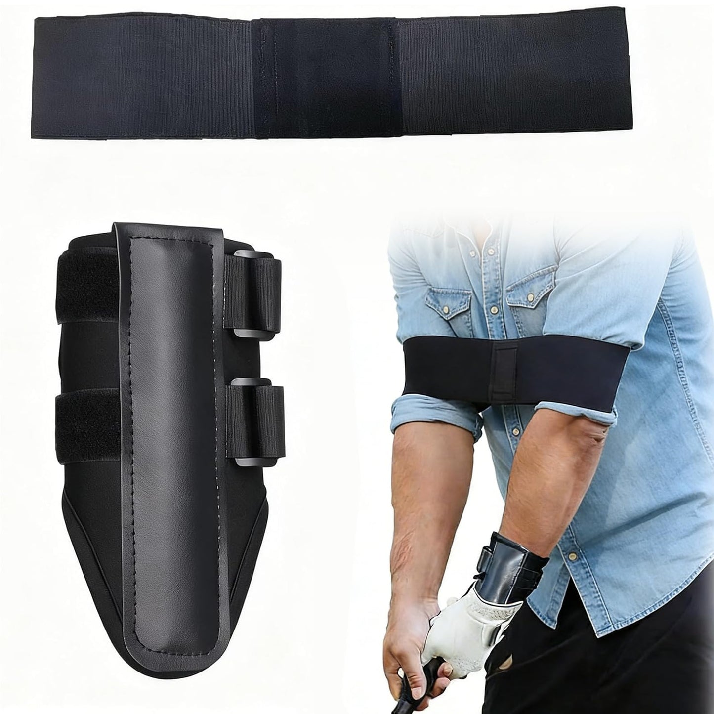 KINGTAIXIN Golf Wrist Training Aid, 2 Pack Golf Swing Band and Golf Wrist Correction Trainer, Golf Grip Trainer for Beginners Arm Posture Correcting
