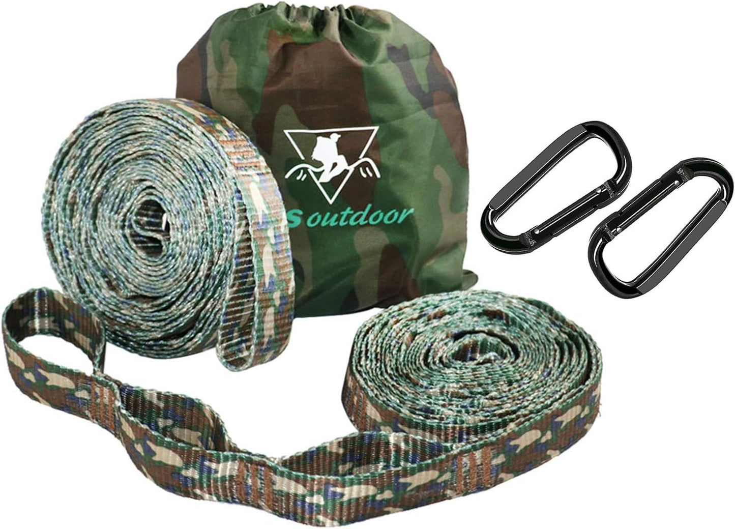 pys XL Hammock Straps - 12ft Camo Tree Straps, 12+1 Adjustable Loops, 2 Carabiners Included with 1000lbs Fit for Any Hammocks, Perfect for Hiking and Backpacking