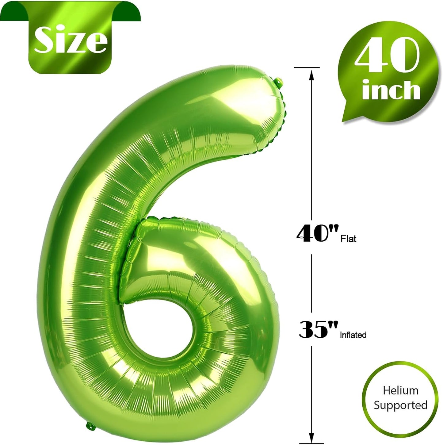 Number 6 Balloon - 40 Inch Light Green Birthday Decoration | Perfect for Party Supplies