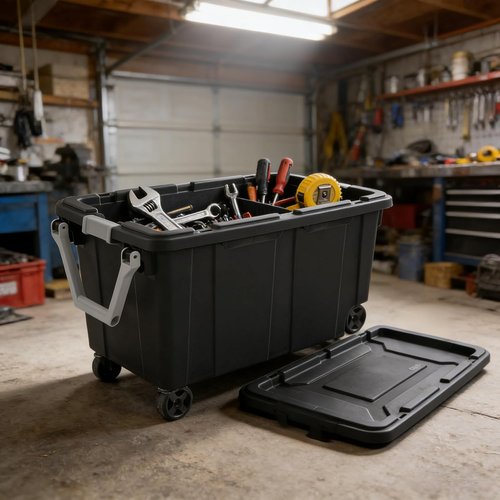 40 Gallon Storage Bins by [Brand Name] - Durable Storage Box with Lids & Wheels | Black, 2 Count