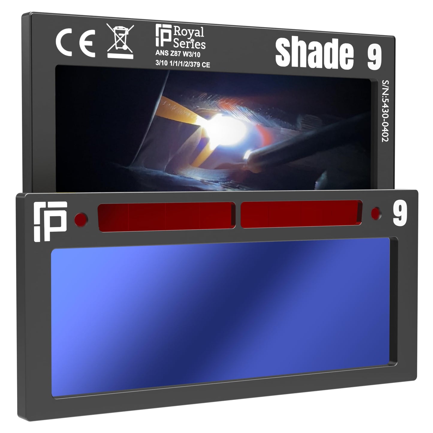 The Heir Single 2.0 | Shade 9 Blue Auto Darkening Welding Lens | 20A TIG Rating - No Flashing | 2" X 4.25" X 0.2" | Blue Welding Lens - TrueColor Puddle | Ridge Products Royal Series 2.0
