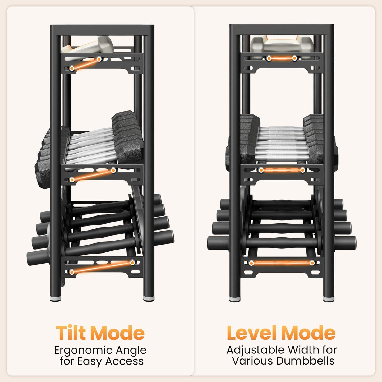 Upgraded Dumbbell Rack, 600LBS Heavy Duty Weight Rack for Home Gym, 3 Tier Weight Rack for Dumbbells & Kettlebells Organizer (Rack Only)
