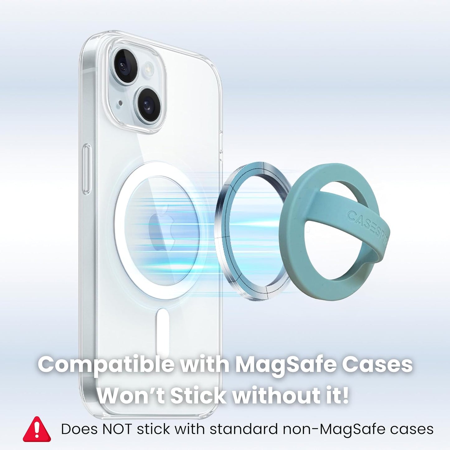 Casespire Magnetic Silicone Phone Grip Soft Finger Loop Holder for MagSafe Cases and iPhones (Orange)