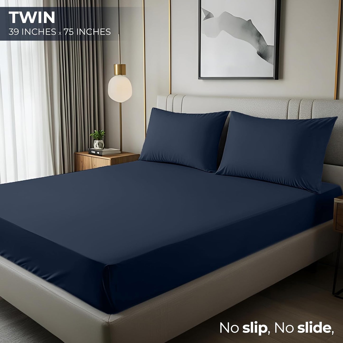 Utopia Bedding Twin Fitted Sheet - Soft Microfiber - Deep Pocket, Shrinkage & Fade Resistant | Navy