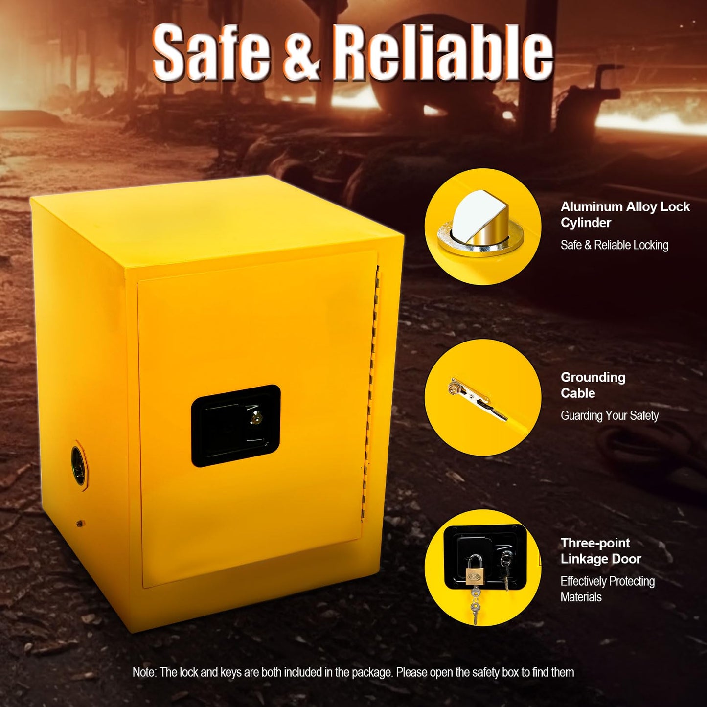 LOYALHEARTDY 12 Gallon Flammable Storage Cabinet Hazardous Storage Cabinet Yellow Fire Safety Manual Door Galvanized Steel Safety Cabinet for Commercial Industrial and Home Use, 17" L x 17" W x 22" H