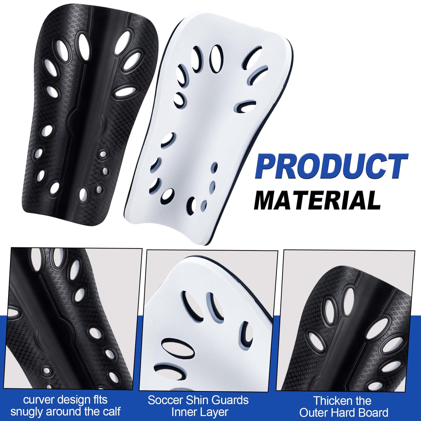 HINZIC 2pcs Soccer Shin Guards, Breathable Shin Guard Pads, Football Game Gear Protective EVA Cushion for Youth Men Women- Black