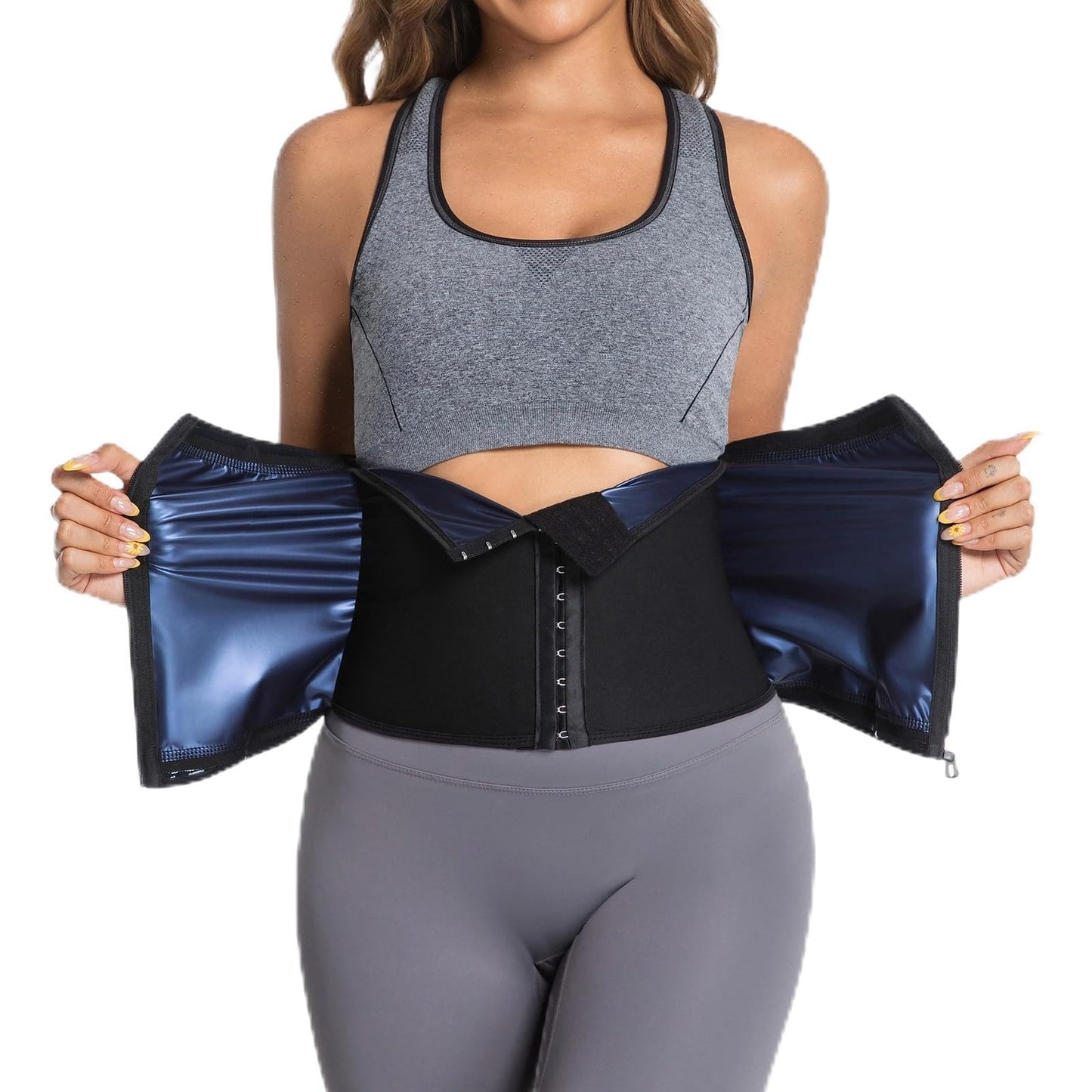 Towintec Waist Trainers for Women Belly Fat Lower Waist Trimmer Sweat Tummy Band for Stomach Weight Loss Body Shaper Corset Tummy Wrap Workout Sports Compression Slimming Belt Sauna Suit(Blue,XXL)