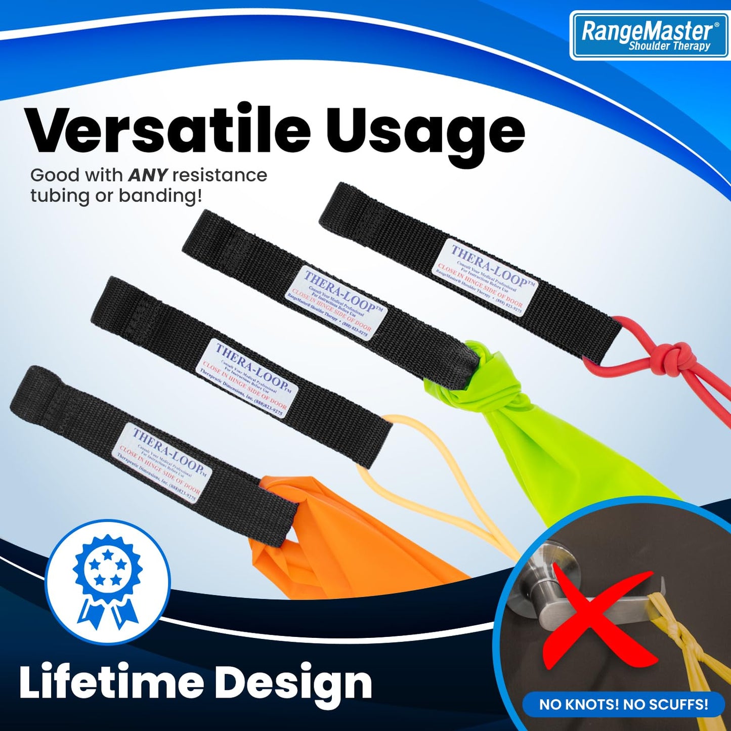 RangeMaster TheraLoop Door Anchors │ Non-Slip │ Complements Exercise Bands or Tubes │ Great for Exercising or Strengthening Activities│2 Pack (Black)