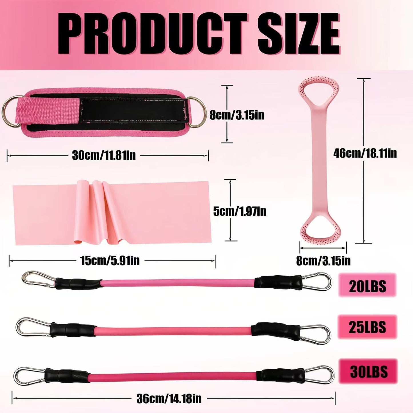 Ankle Resistance Bands with Cuffs (Pink Set)