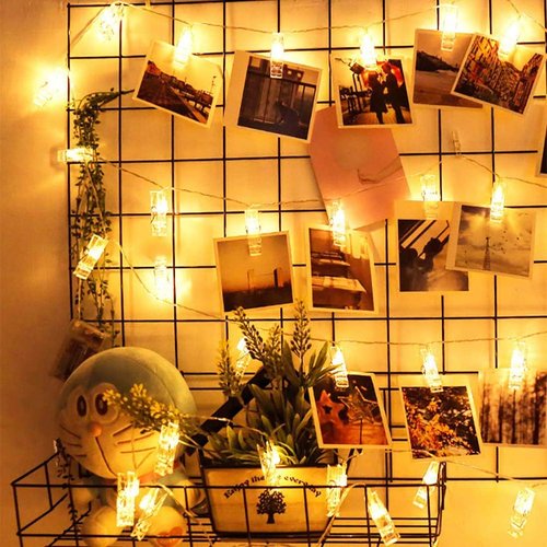 Dopheuor LED Photo Clip String Lights - Battery Operated Warm White Fairy Lights for Bedroom, Patio & Events