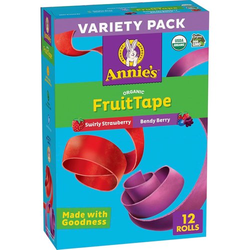 Annie's Organic Fruit Tape - Swirly Strawberry & Bendy Berry Variety Pack | Gluten-Free, 12 Rolls, 9 oz