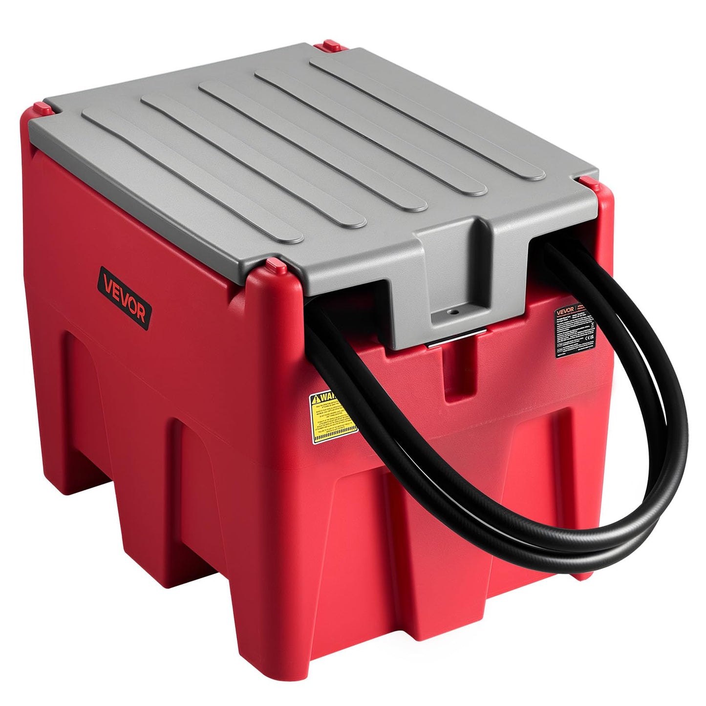 VEVOR Portable Diesel Tank, 58 Gallon Capacity & 10 GPM Flow Rate, Fuel Tank with 12V Electric Transfer Pump and 13.1ft Rubber Hose, PE Diesel Transfer Tank for Easy Fuel Transportation, Red
