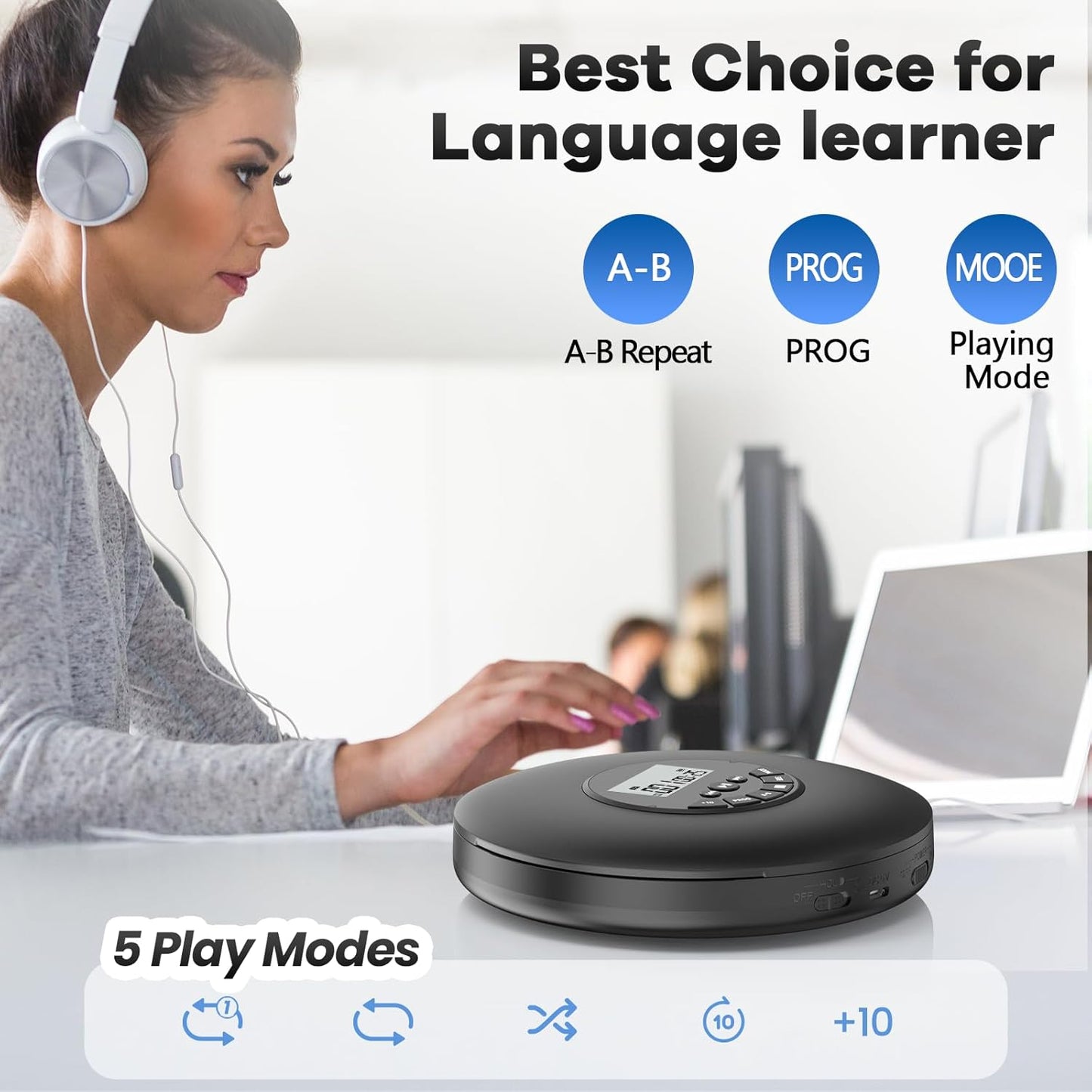 Arafuna Discman Programmable Portable CD Player-Compact CD Player-Personal Music Player with CD-R & CD-RW Playback