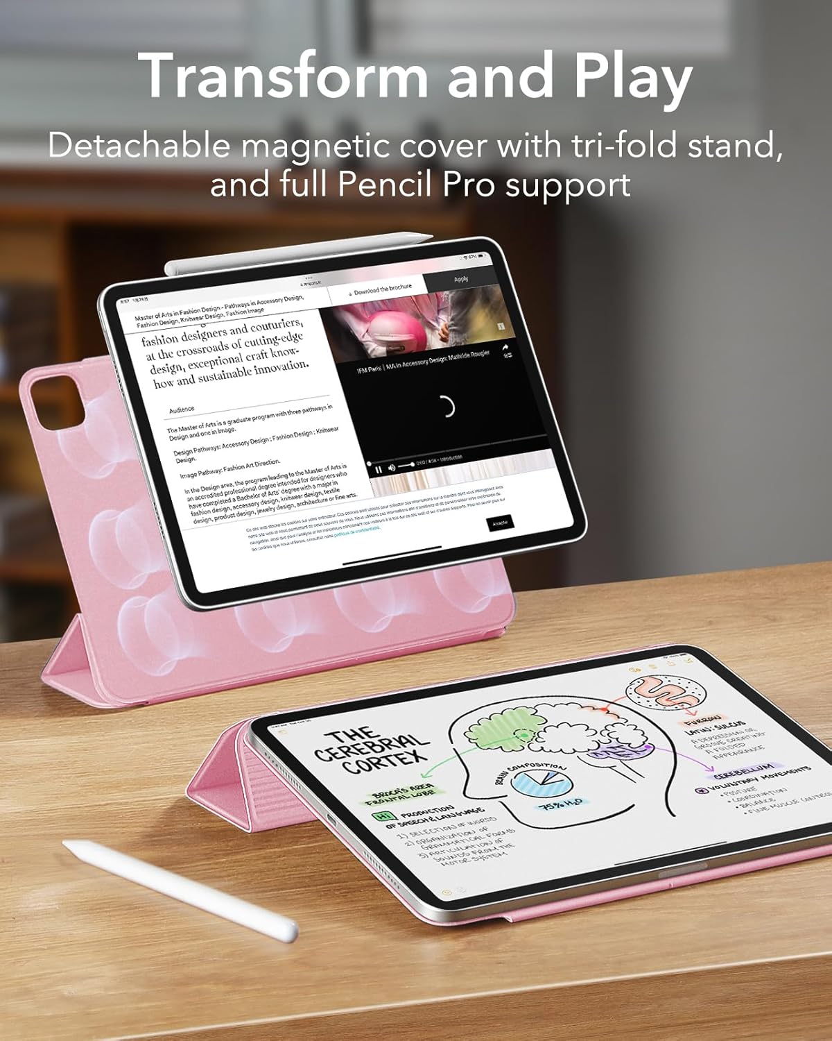 ESR 13 Inch (M5/M4) 2025/2024, for iPad Pro Case Powerful Magnetic Attachment, Slim Trifold Stand Case, Supports Pencil