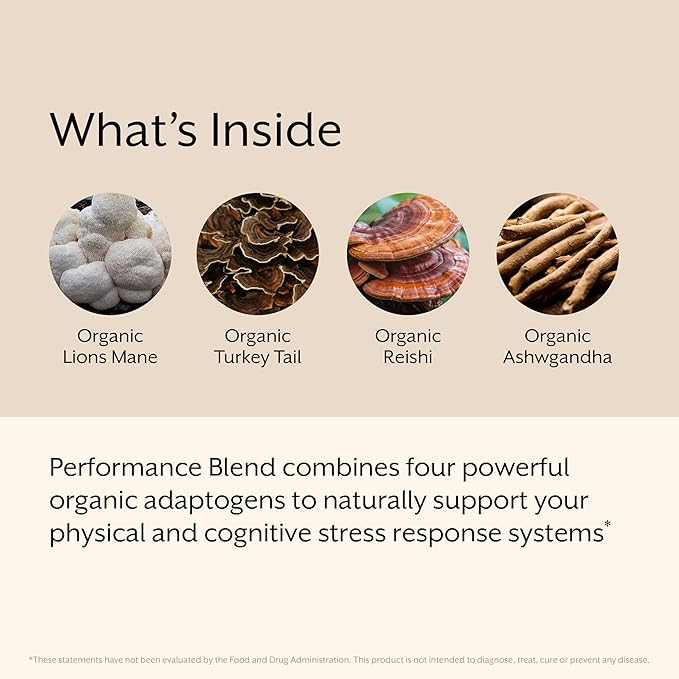 Promix Adaptogens Mushroom Coffee Supplement Powder - with Organic Ashwagandha, Lion?™s Mane, Turkey Tail & Reishi - 60 Servings