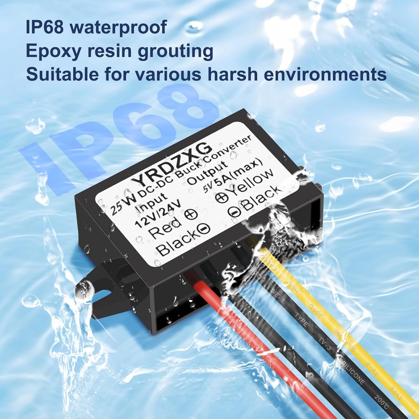 YRDZXG (3 5V 12 V/24 5 5A 25W 5 pcs) Buck Converter V to V DC Regulator to V DC Step-Down Converter Waterproof Module