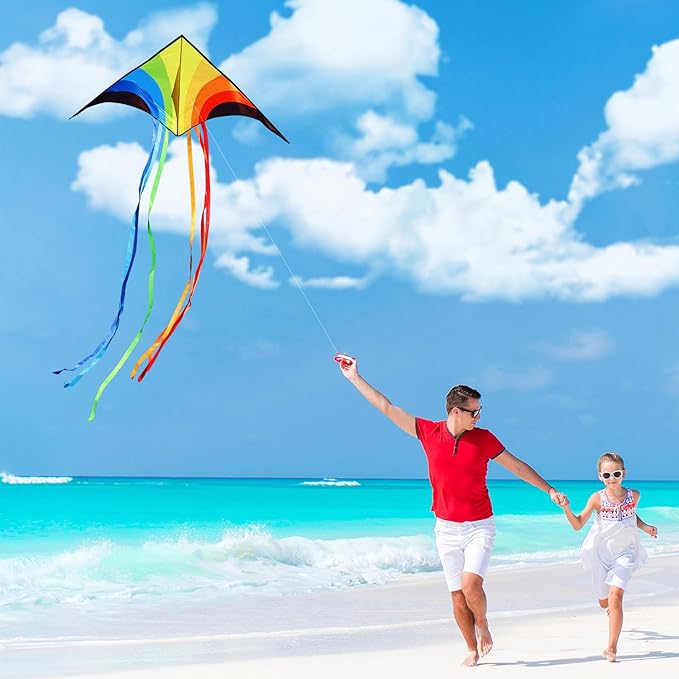 Xida Kites for Kids Ages 4-8, Large Kite for Adults, Easy to Fly Beach Kites with Handle and String,Perfect for Beginners,Beach,and Outdoor Flying Fun