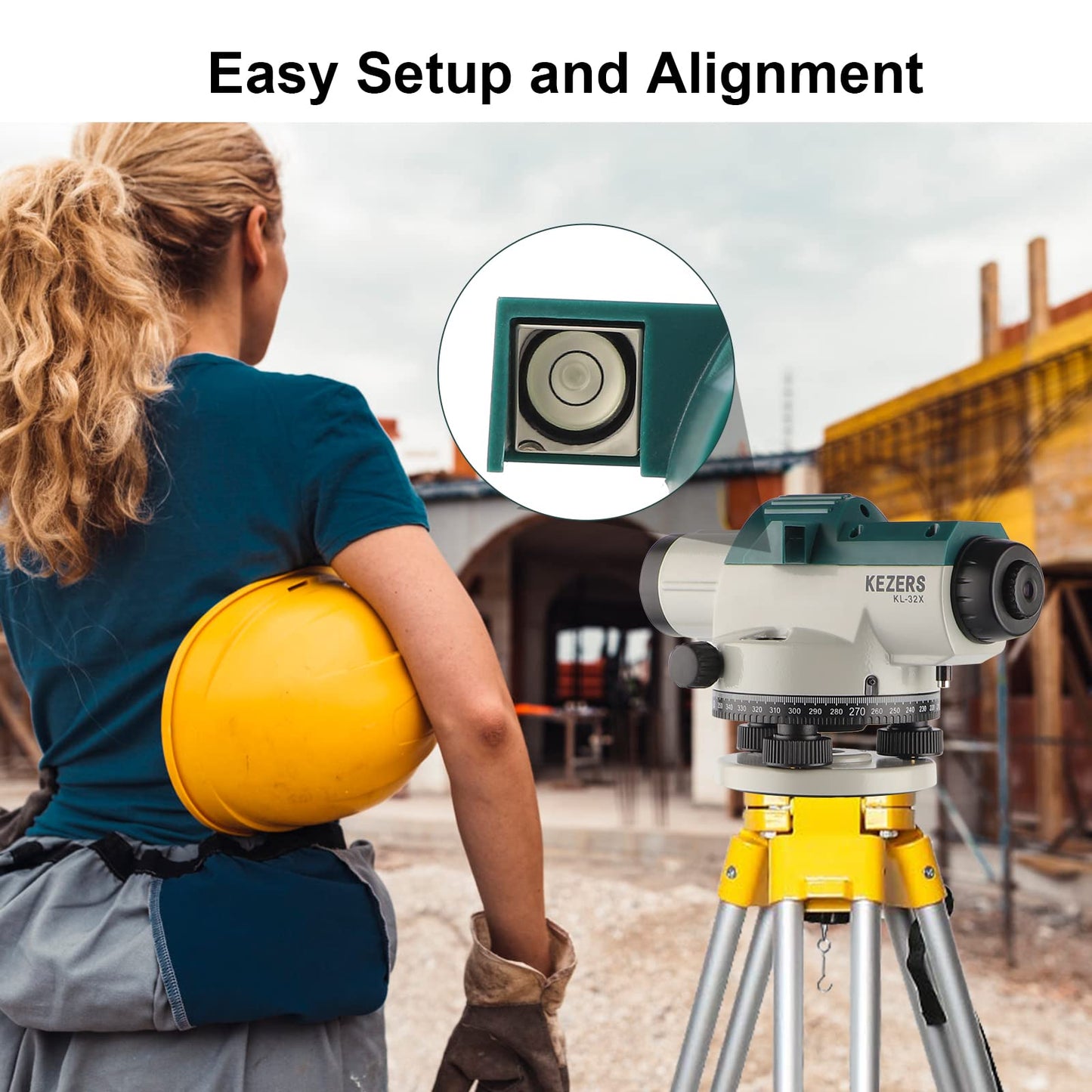 KEZERS 32X Automatic Optical Level Kit with Self- Leveling Magnetic Dampened Compensator and Transport Lock,High Precision Height/Distance/Angle Level Measure - KL-32X