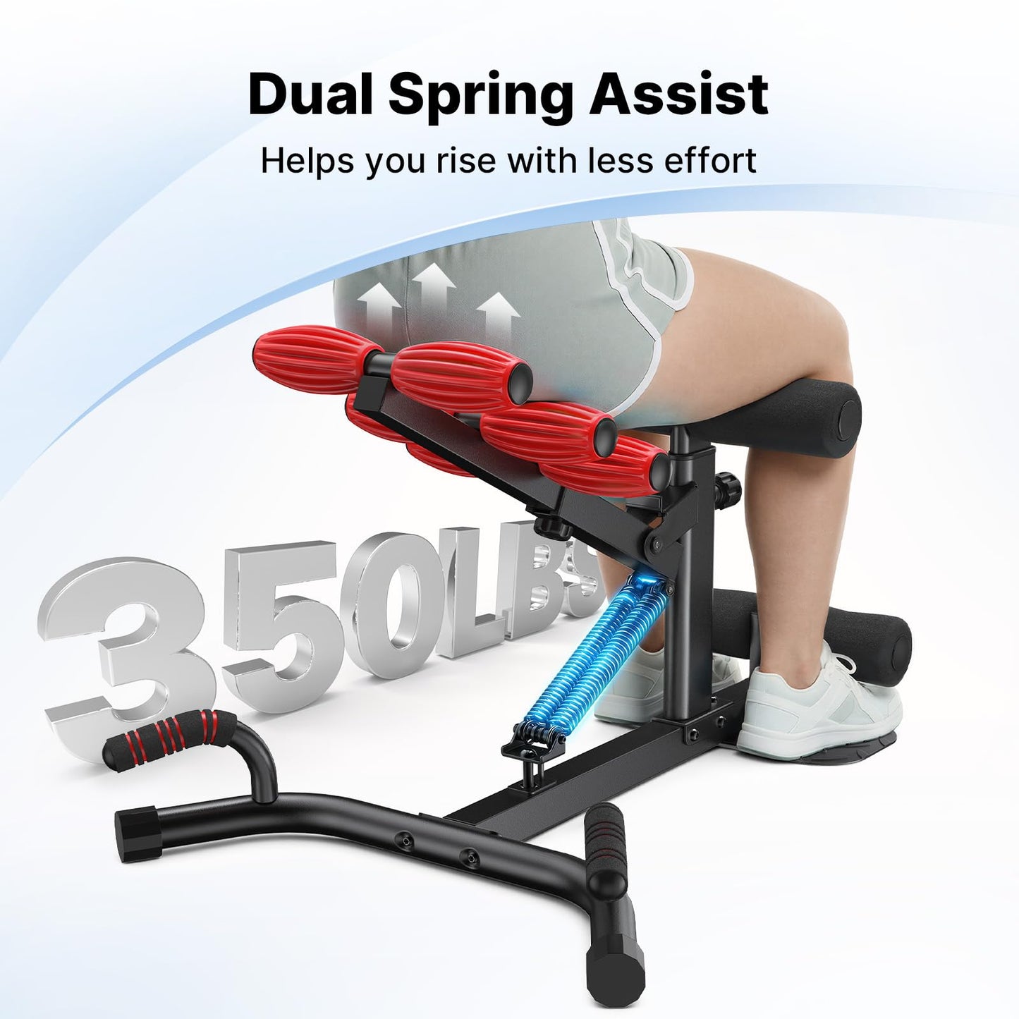 MERACH Upgrade Deep Squat Machine for Overweight, Dual Spring Assist& 350LB Weight Capacity, Glute Trainer Machine, Easy Setup & Leg Home Workout Machine