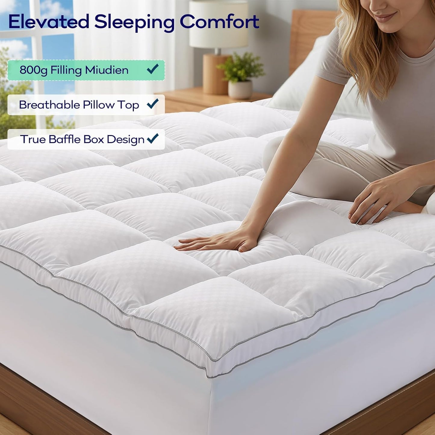 OLANLY Memory Foam Mattress Topper - Dual-Layer 4 Inch Queen Size for Back Pain Relief | Cooling Pillow Top