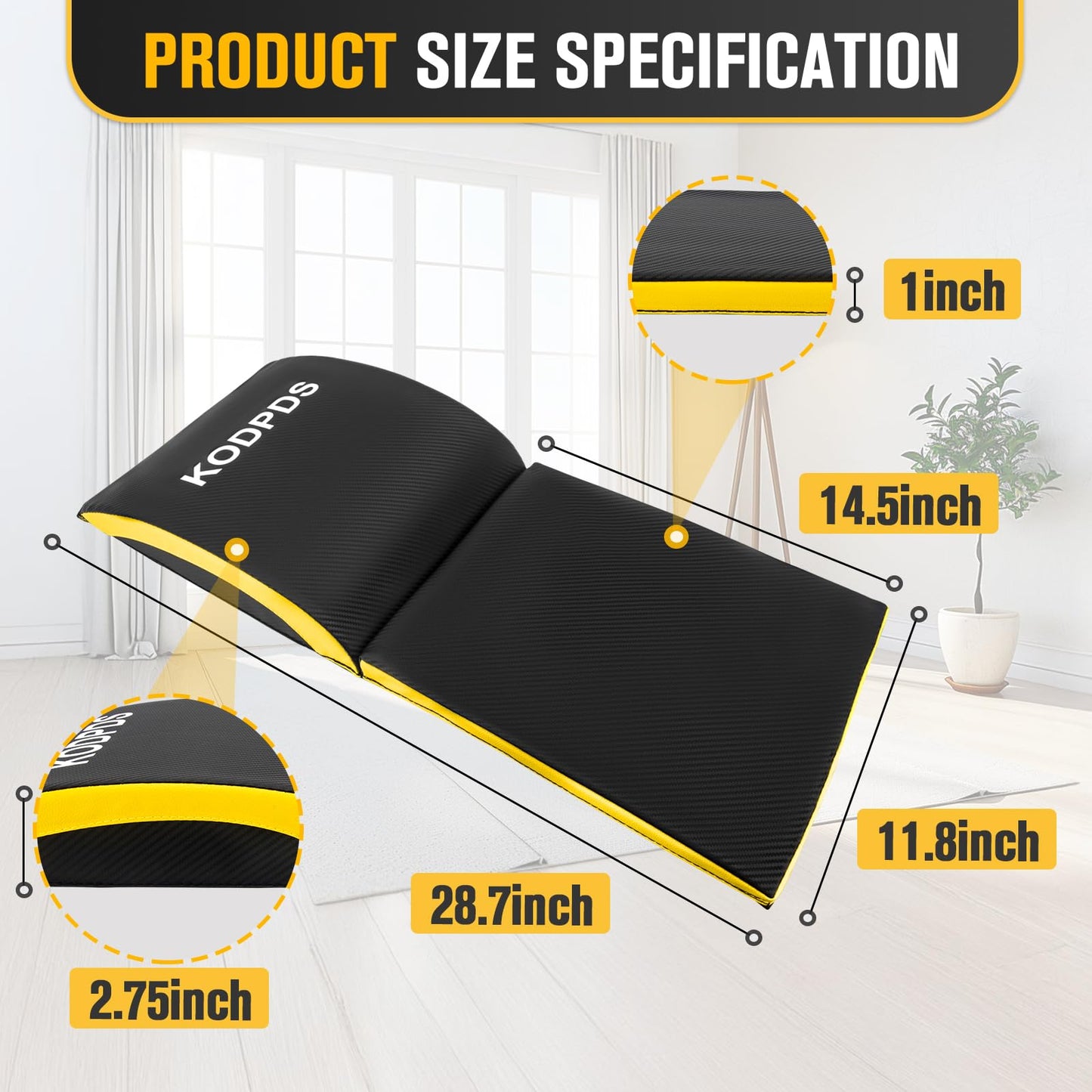 Ab Exercise Mat - Sit Up Pad - Ab Workout Pad for Sit Up, Core Training, Total Body Workout, Full Range of Motion Ab Workouts, Foldable Double Thick Situps Pad