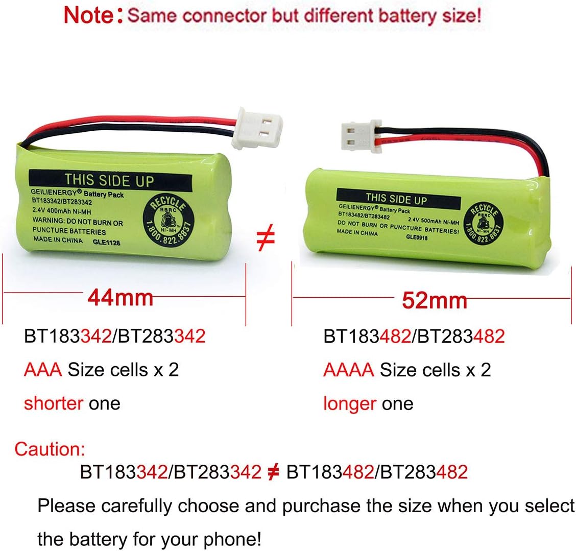 GEILIENERGY BT162342/BT262342 BT183342/BT283342 BT166342/BT266342 CS6114 CS6419 CS6719 EL52300 CL80111 (Pack 2) Battery