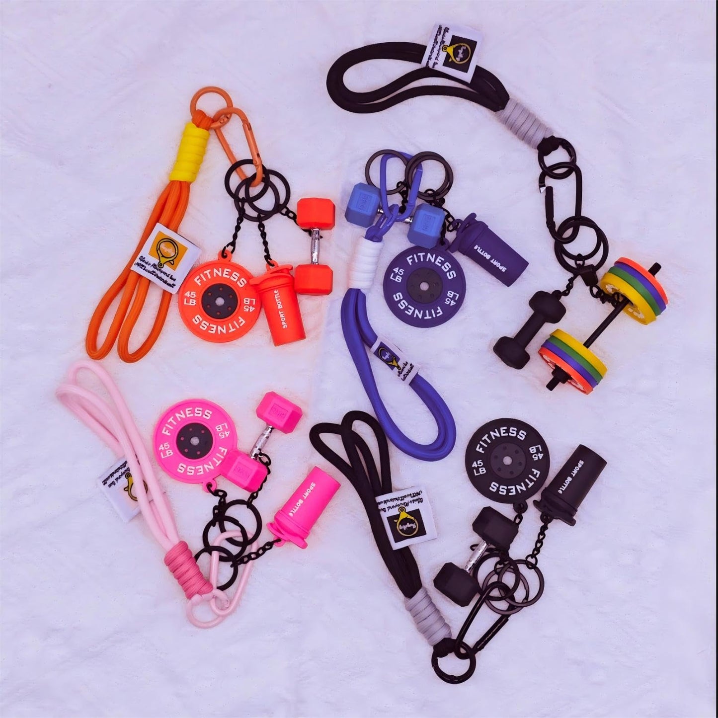 Bandfol Silicone Dumbbell Keychain Bag Purse Charms Fitness Gift for Gym Lover, Gym Accessories for Women & Man (Pink)